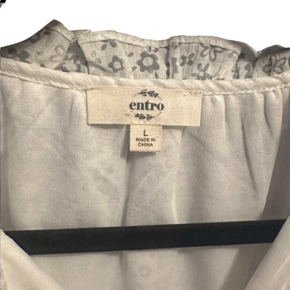 Entro White Floral Top Lg - Picture 3 of 7